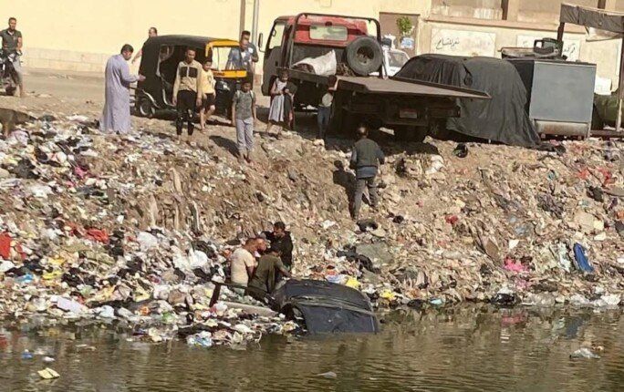 سقوط سيارة في ترعة الشرقاوية دون إصابات بقليوب