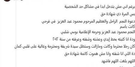 بعد إثبات طلاقها.. زوجة خالد الصاوي تكشف عن مفاجأة عن علاقة بوسي شلبي ومحمود عبد العزيز - عرب فايف