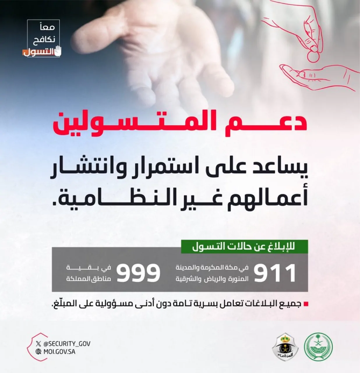 تأثير دعم المتسولين على تفشي الأنشطة غير القانونية في شوارع الرياض