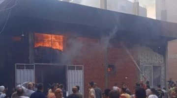 إخماد حريق في مخزن للمنتجات الغذائية بالقناطر الخيرية