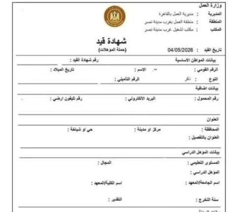 منصة مصر الرقمية خطوات استخراج كعب العمل أونلاين بسهولة وسرعة بدون الحاجة لزيارة مكاتب العمل