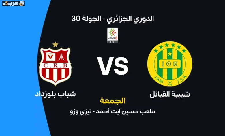 موعد مباراة شبيبة القبائل وشباب بلوزداد والقنوات الناقلة