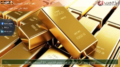 أسعار الذهب في مصر تسجل قفزة جديدة الخميس 27 أغسطس 2026