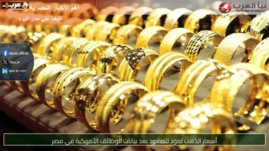 ارتفاع مفاجئ في أسعار الذهب بعد صدور بيانات الوظائف الأمريكية في مصر
